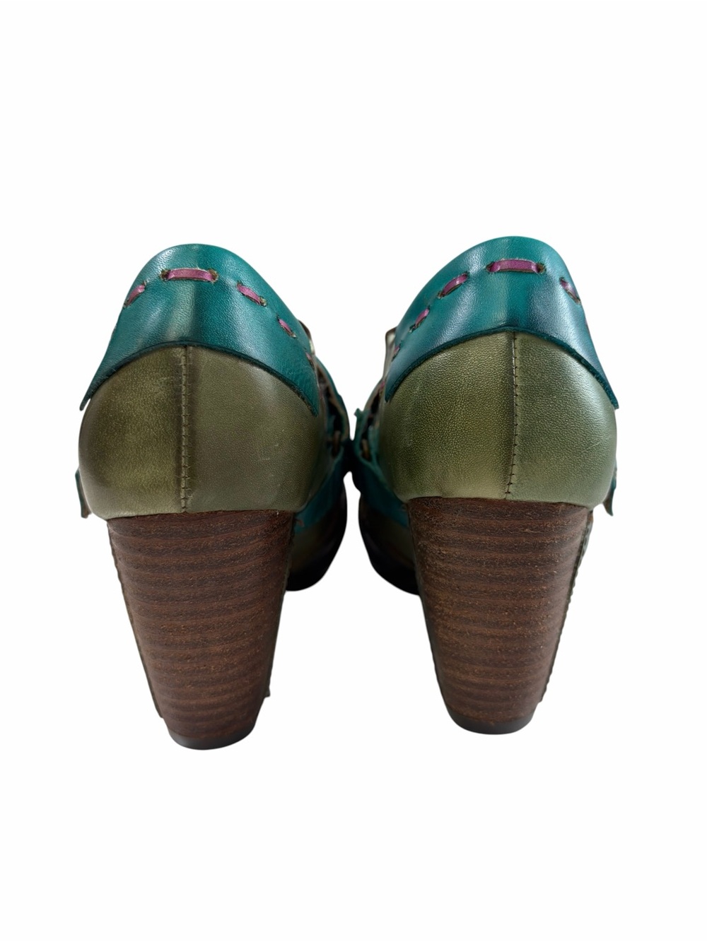 L’Artiste by Spring Step Wondrous Teal Green Leather Heel Oxfords Size US 6.5-7 - Picture 5 of 15